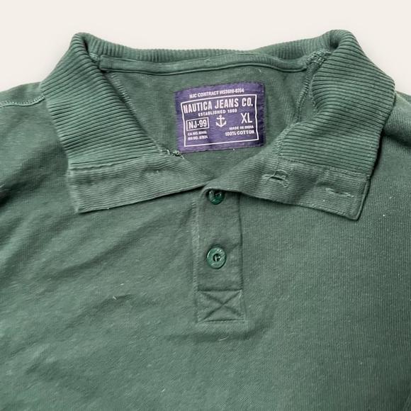 Y2K Nautica Sweater Forest Green Lightweight Pullover Gorpcore Collared Size XL - Picture 3 of 5